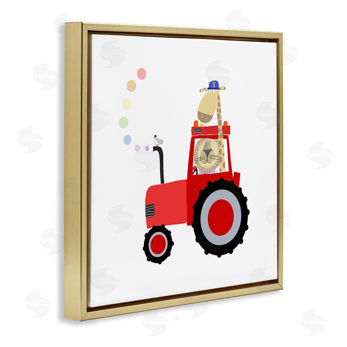 Carla Daly Animals Riding Tractor Gold Floating Frame Canvas Wall Art Print