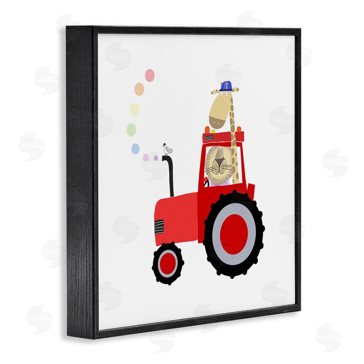 Carla Daly Animals Riding Tractor Black Framed Giclee Wall Art Print