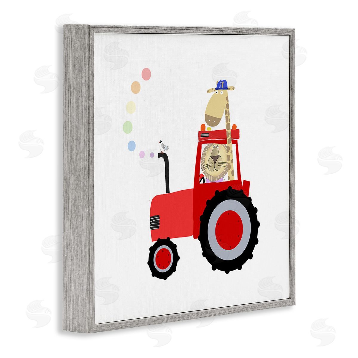 Carla Daly Animals Riding Tractor Gray Framed Giclee Wall Art Print