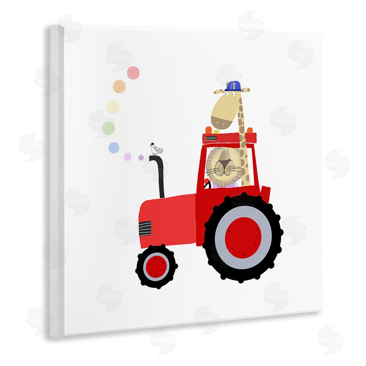 Carla Daly Animals Riding Tractor Wooden Wall Plaque Art Print