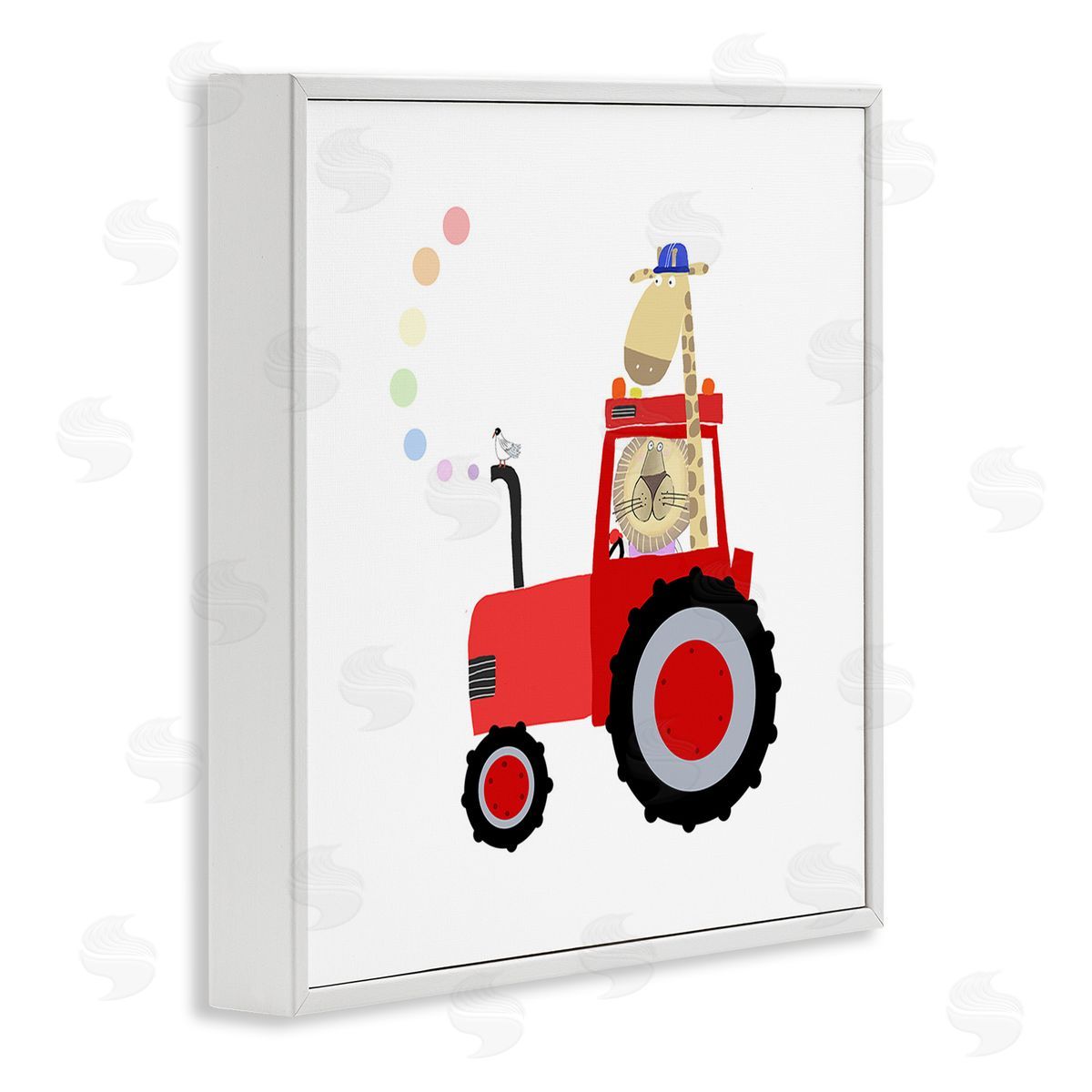 Carla Daly Animals Riding Tractor White Framed Giclee Wall Art Print