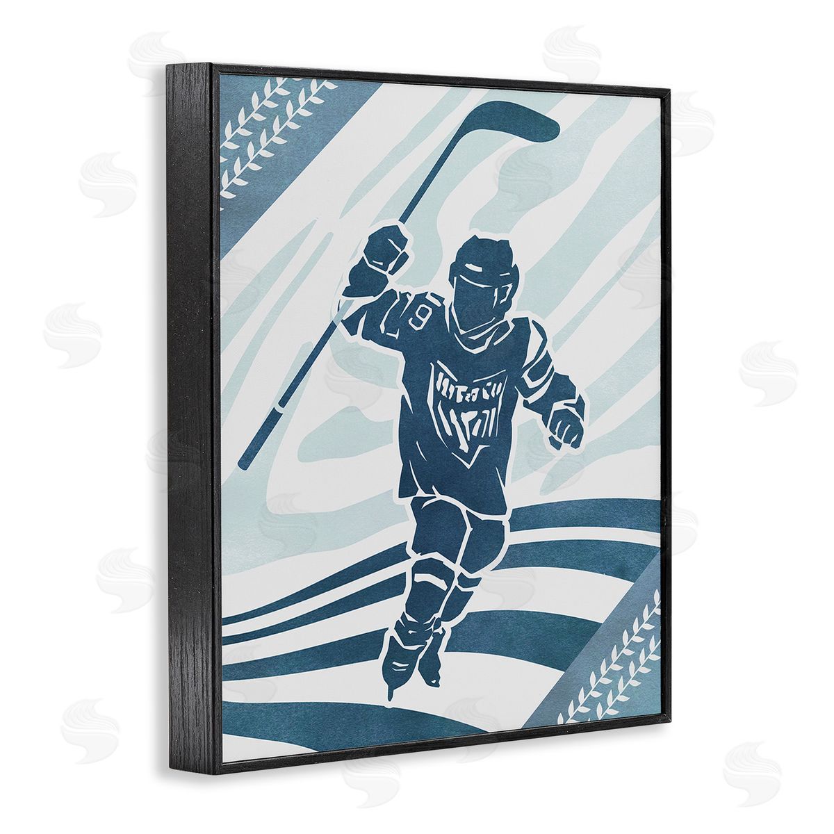 Ziwei Li Patterned Hockey Player Black Framed Giclee Wall Art Print