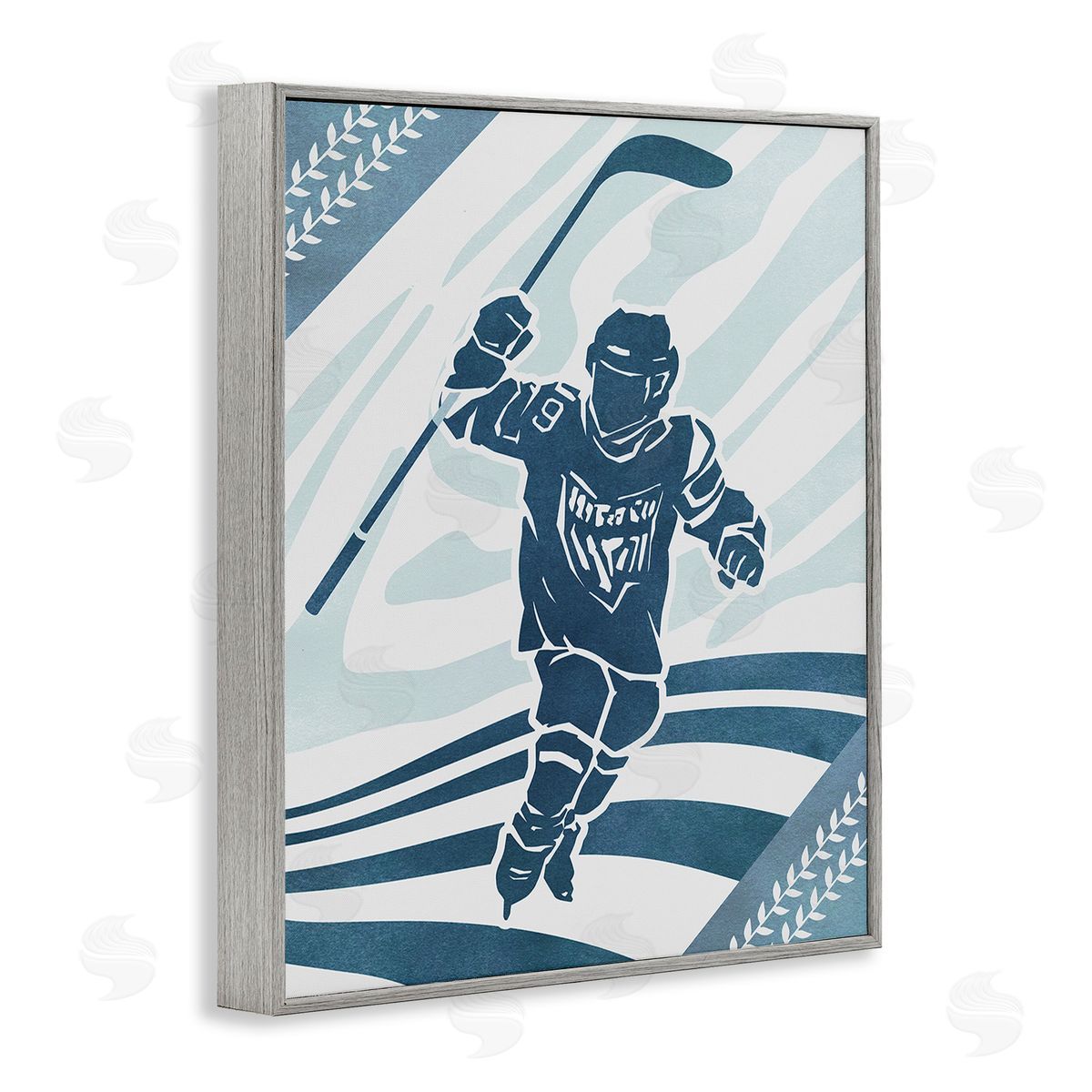 Ziwei Li Patterned Hockey Player Gray Framed Giclee Wall Art Print