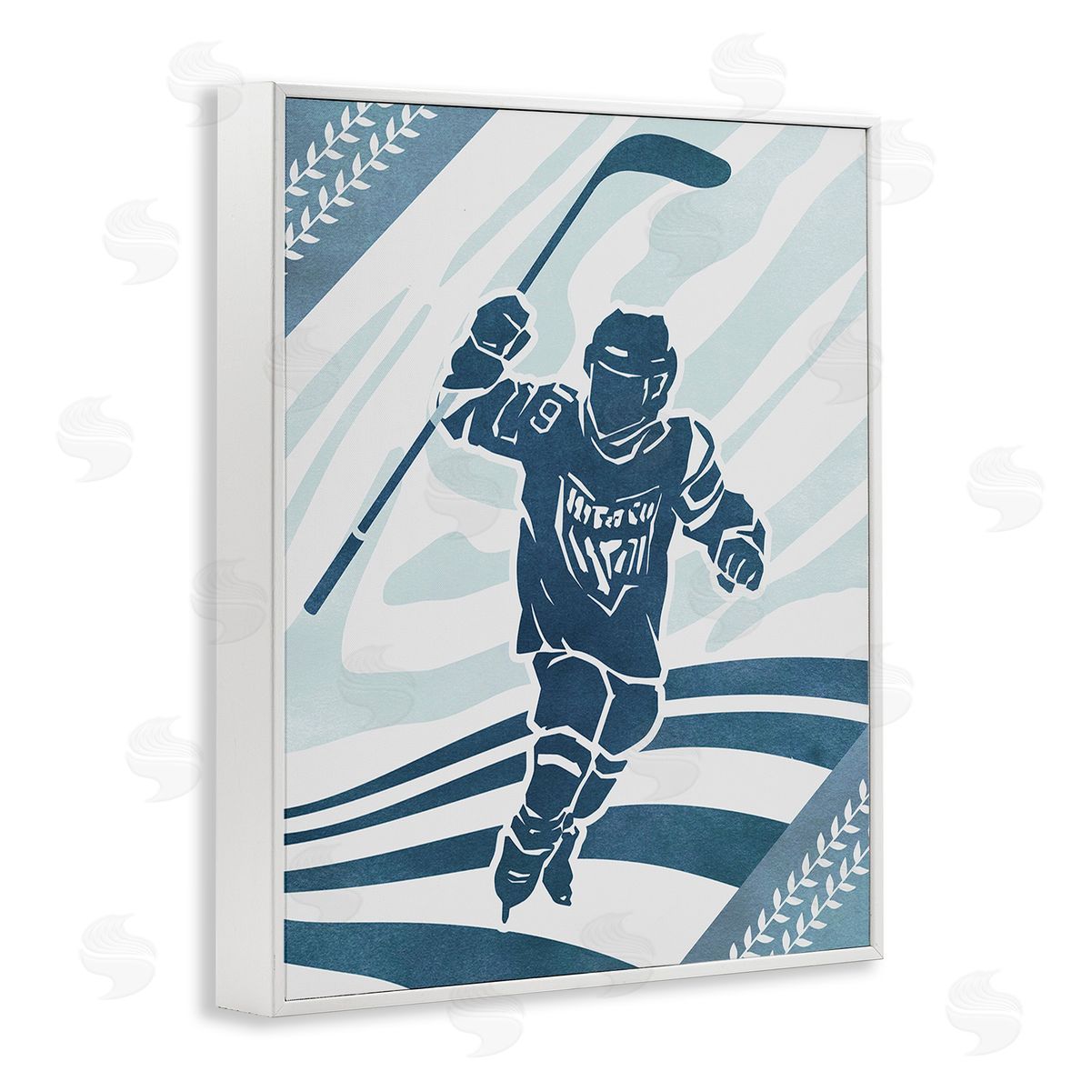 Ziwei Li Patterned Hockey Player White Framed Giclee Wall Art Print