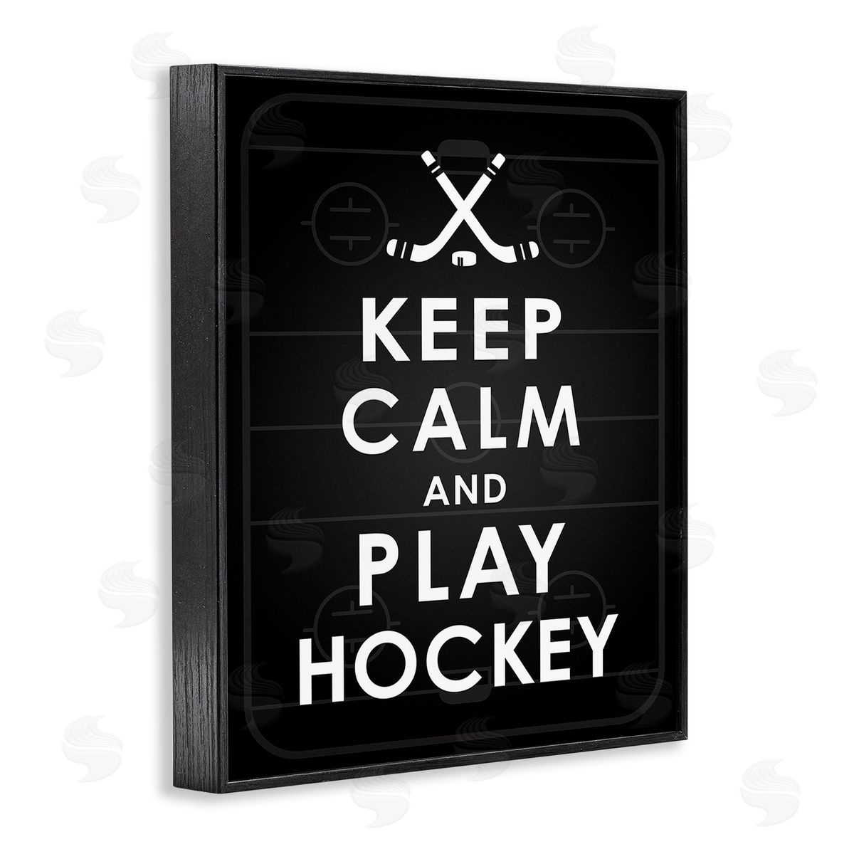 Jace Grey Keep Calm & Play Hockey Black Framed Giclee Wall Art Print