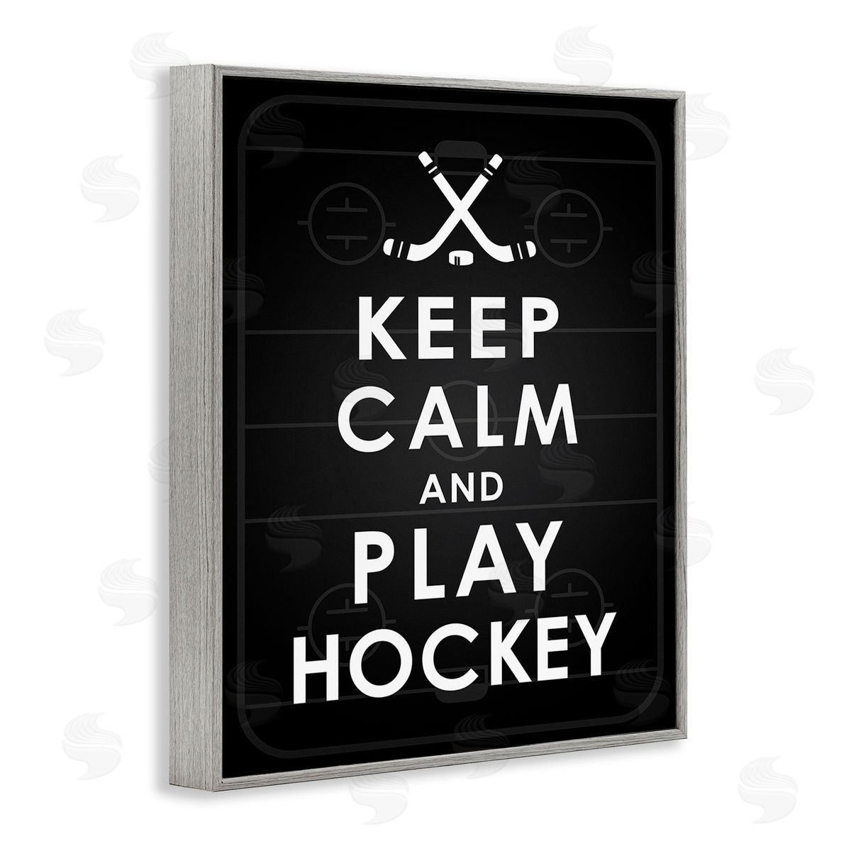 Jace Grey Keep Calm & Play Hockey Gray Framed Giclee Wall Art Print