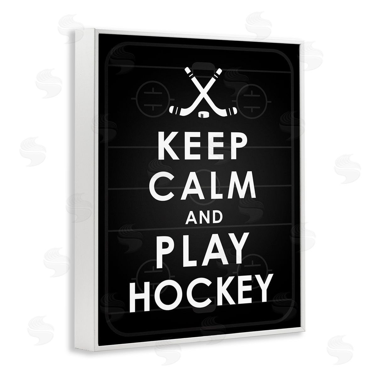 Jace Grey Keep Calm & Play Hockey White Framed Giclee Wall Art Print