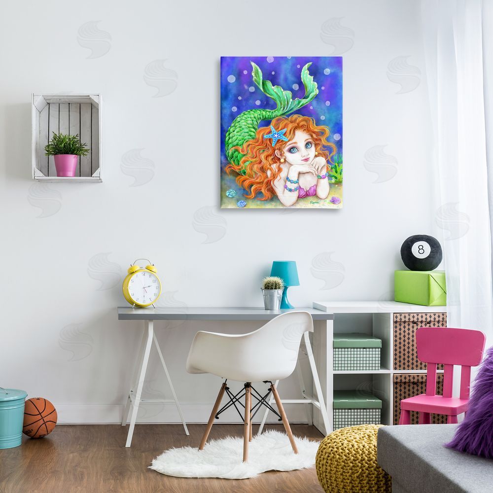 Kayomi Harai Relaxing Mermaid Underwater Canvas Wall Art Print in Room