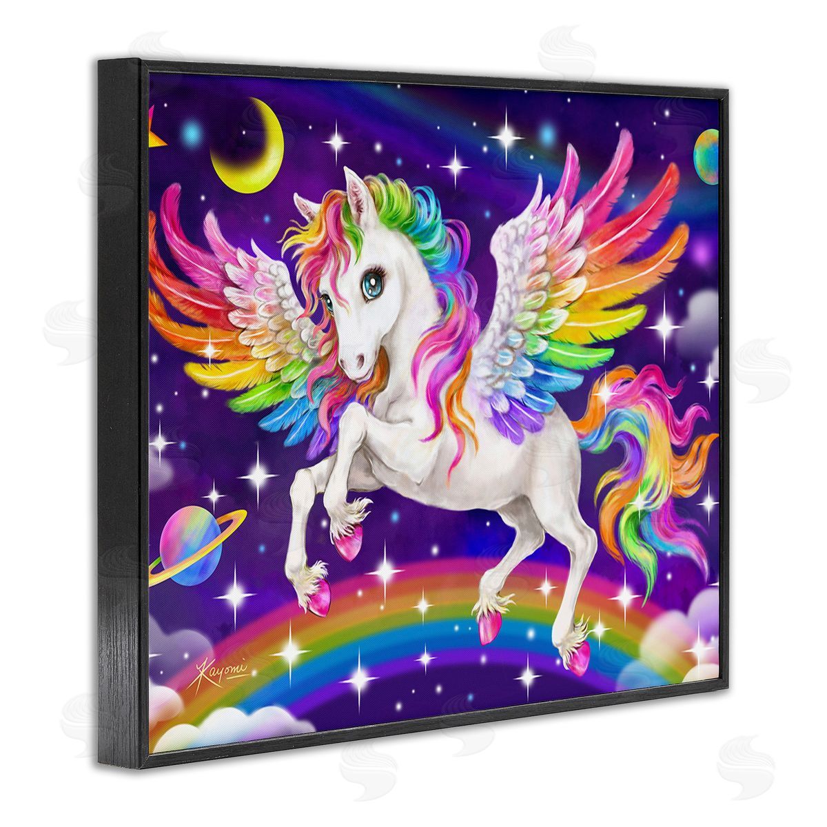 Kayomi Harai Outer Space Unicorn Black Framed Giclee Wall Art Print