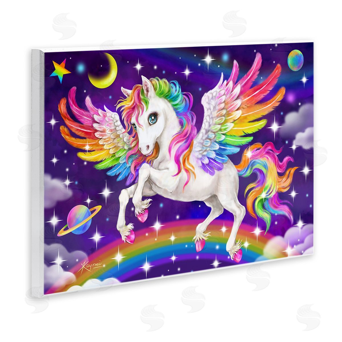 Kayomi Harai Outer Space Unicorn Wooden Wall Plaque Art Print