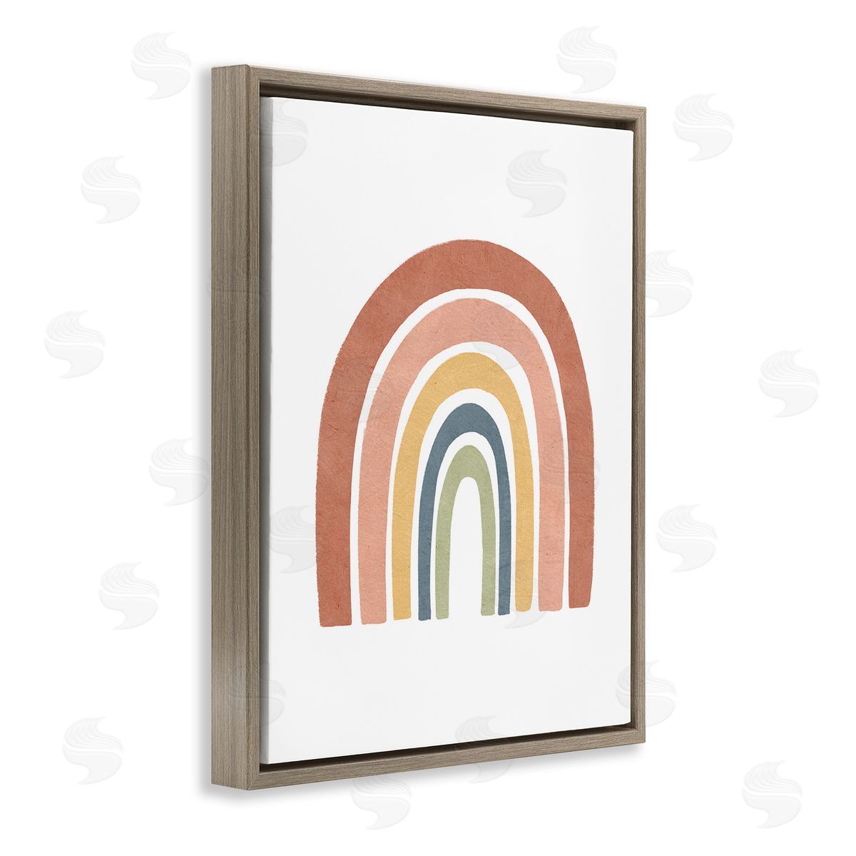 Lisa Nohren Boho Rainbow Stripes Brown Floating Frame Canvas Wall Art Print