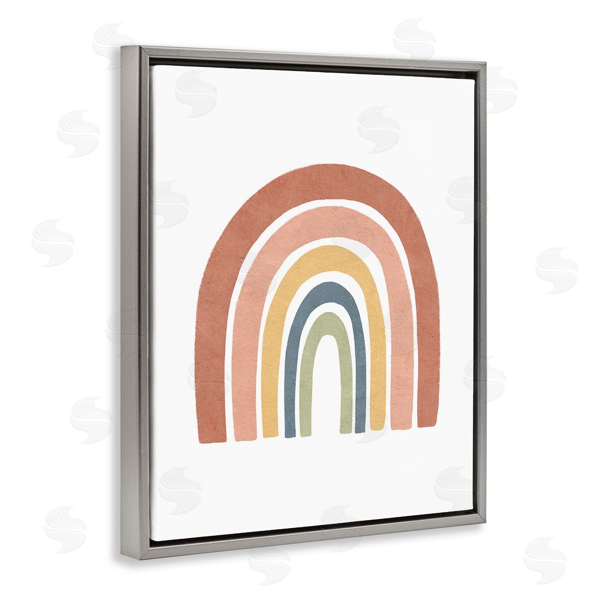 Lisa Nohren Boho Rainbow Stripes Gray Floating Frame Canvas Wall Art Print