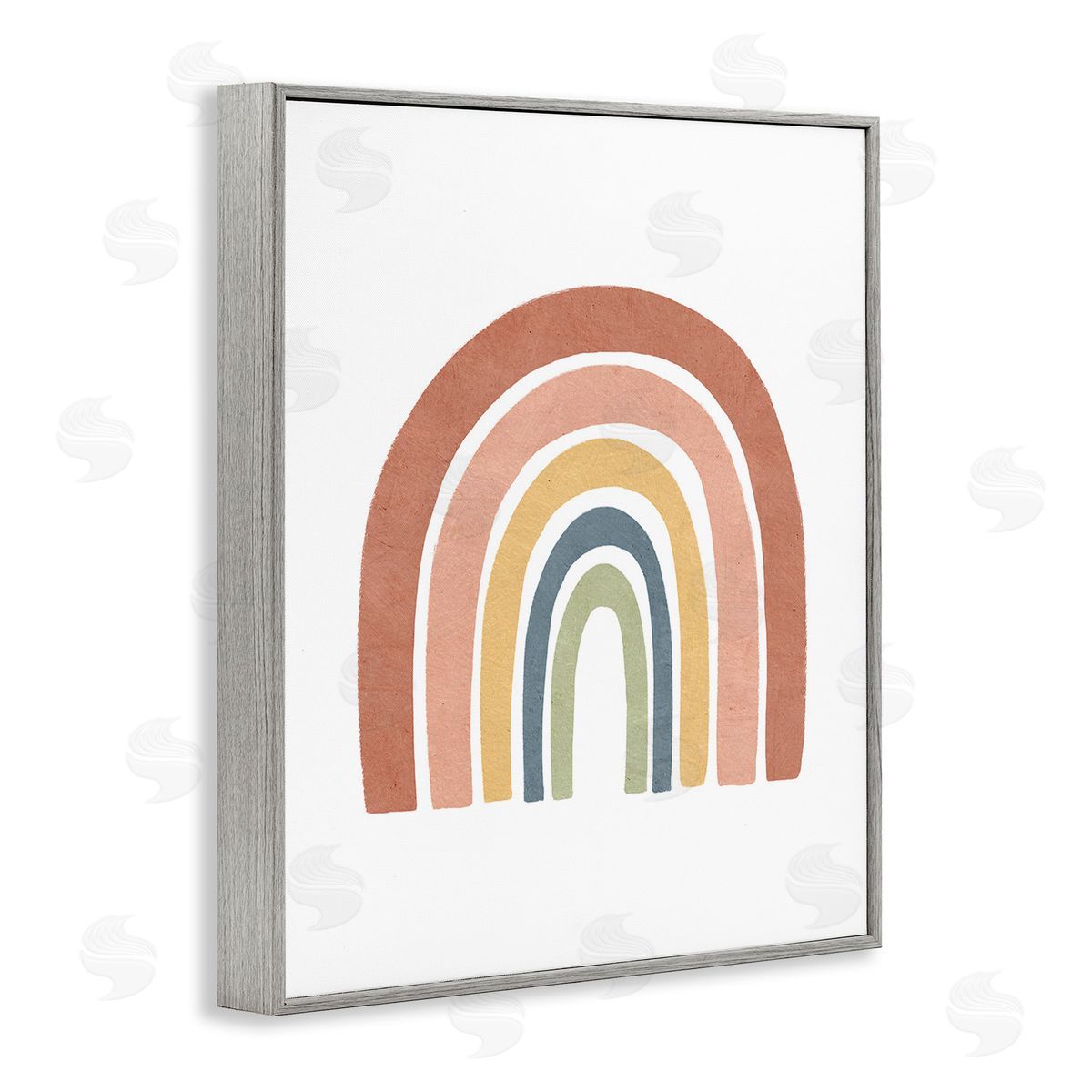 Lisa Nohren Boho Rainbow Stripes Gray Framed Giclee Wall Art Print