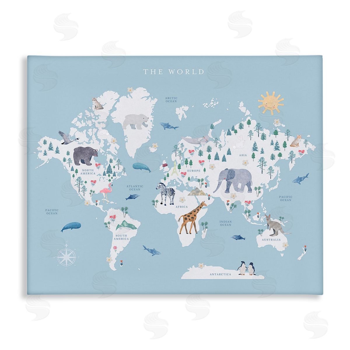 Leah Straatsma World Animals Map Canvas Wall Art Print