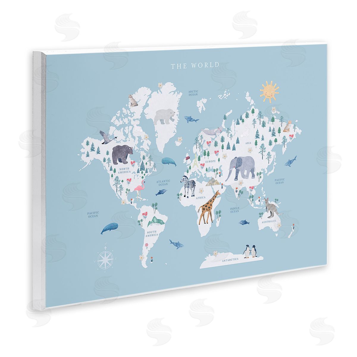 Leah Straatsma World Animals Map Wooden Wall Plaque Art Print