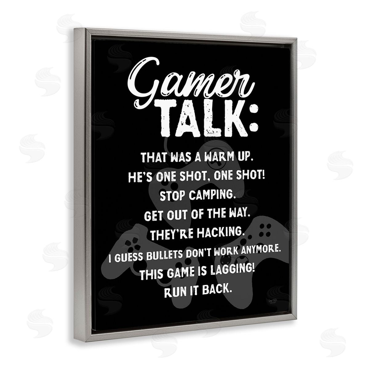 Lux + Me Designs Gamer Talk Phrases Gray Floating Frame Canvas Wall Art Print