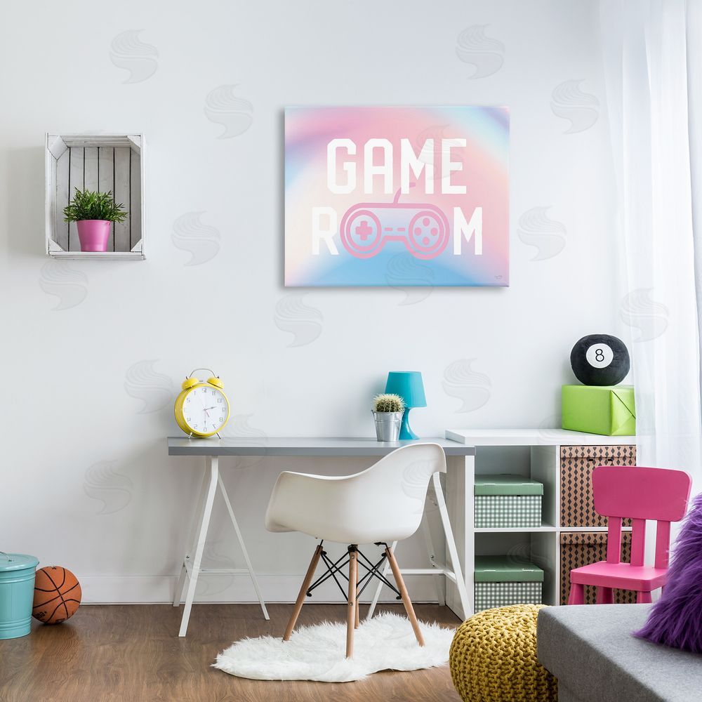 Lux + Me Designs Pastel Gamer Room Sign Canvas Wall Art Print in Room