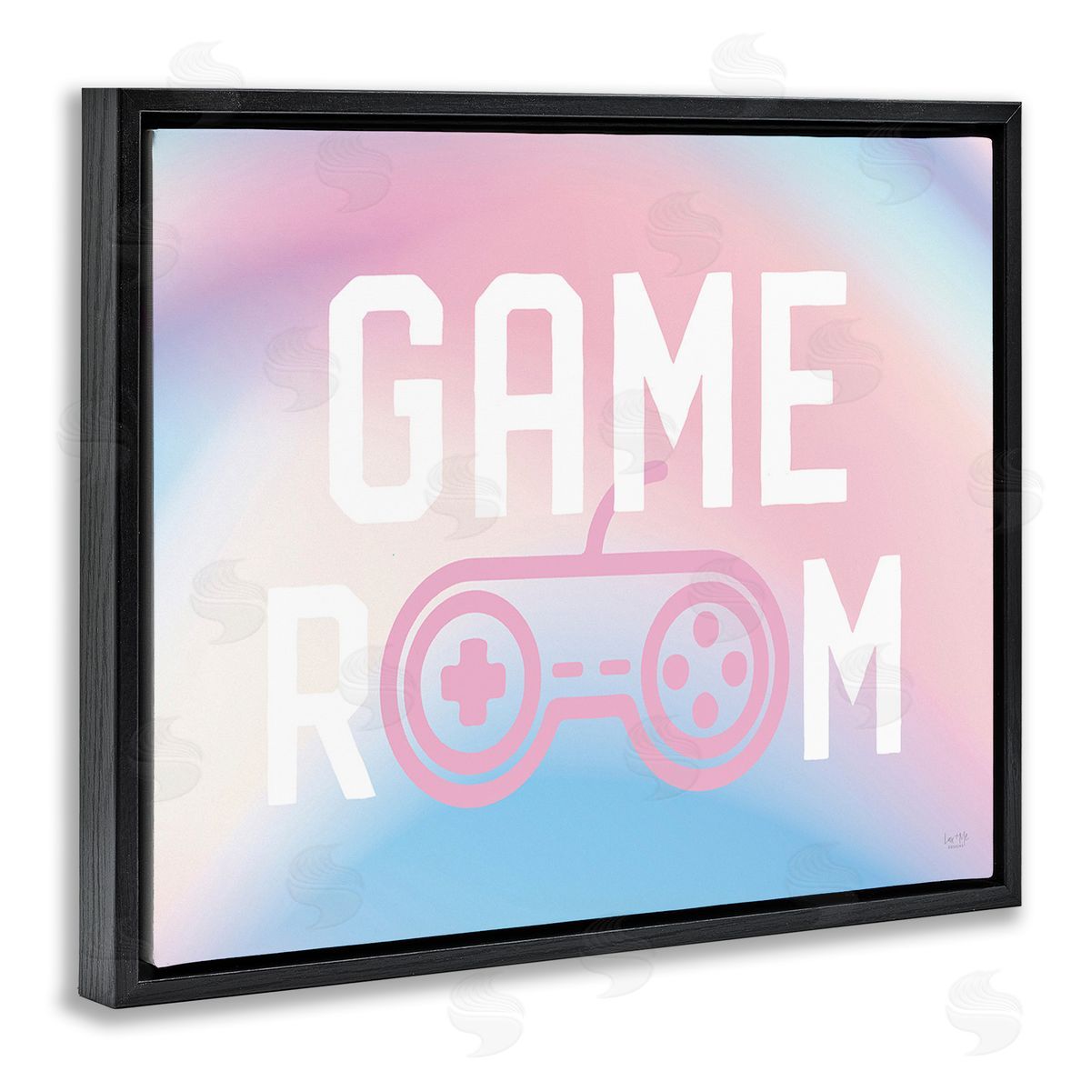 Lux + Me Designs Pastel Gamer Room Sign Black Floating Frame Canvas Wall Art Print