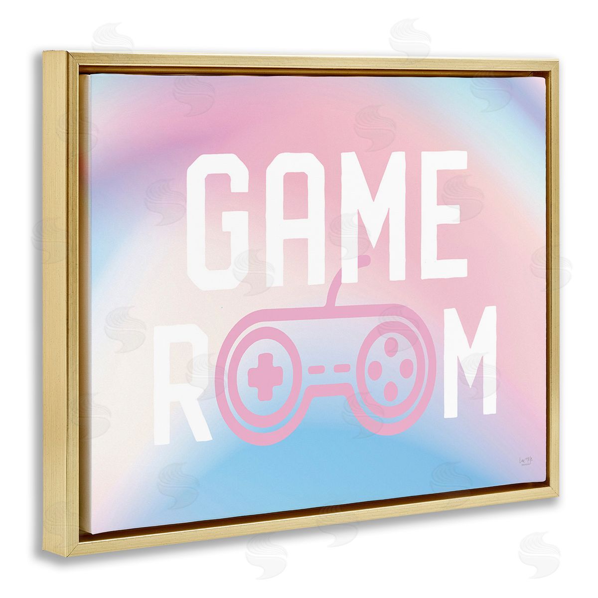 Lux + Me Designs Pastel Gamer Room Sign Gold Floating Frame Canvas Wall Art Print