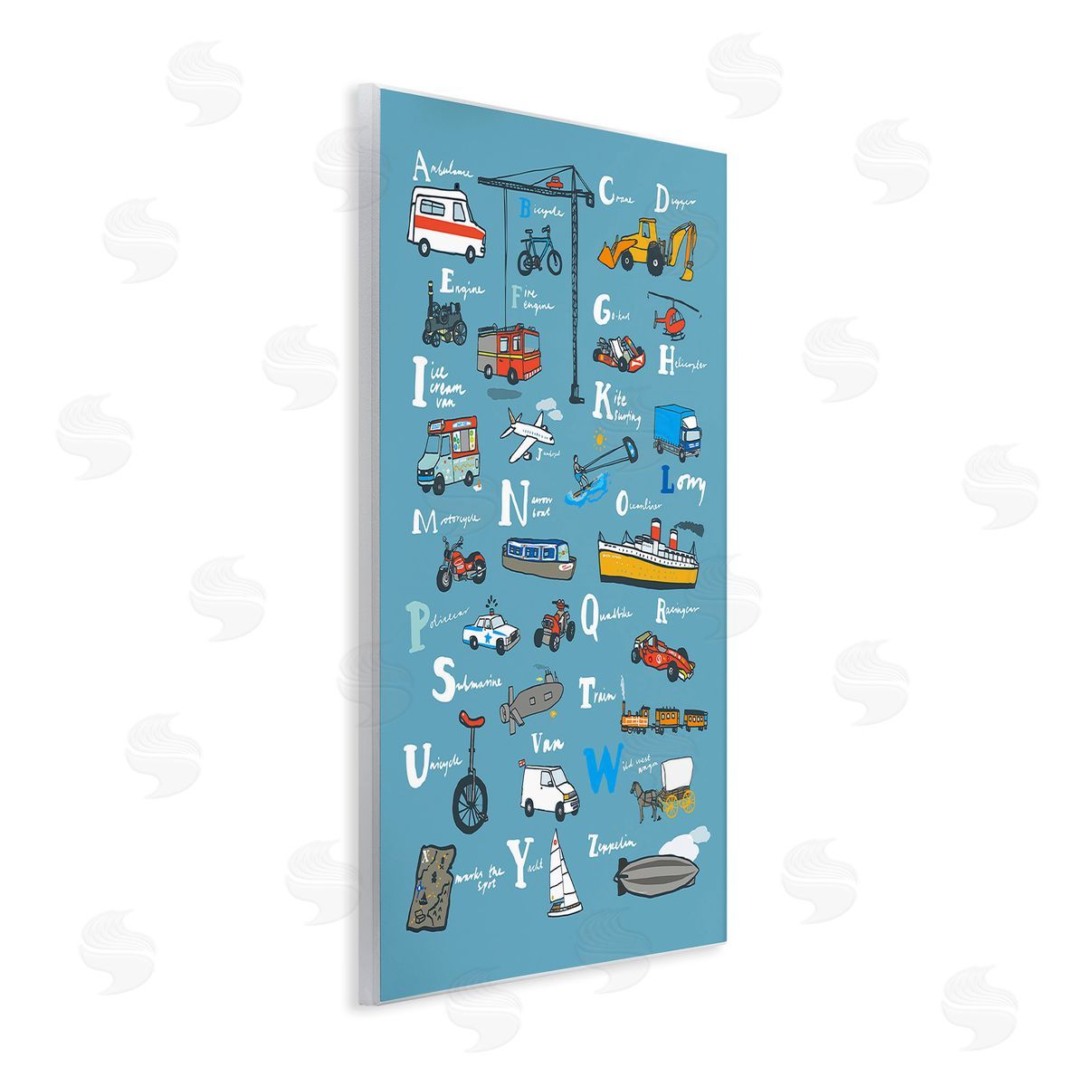 Hanna Melin Various Vehicles Alphabet Wooden Wall Plaque Art Print