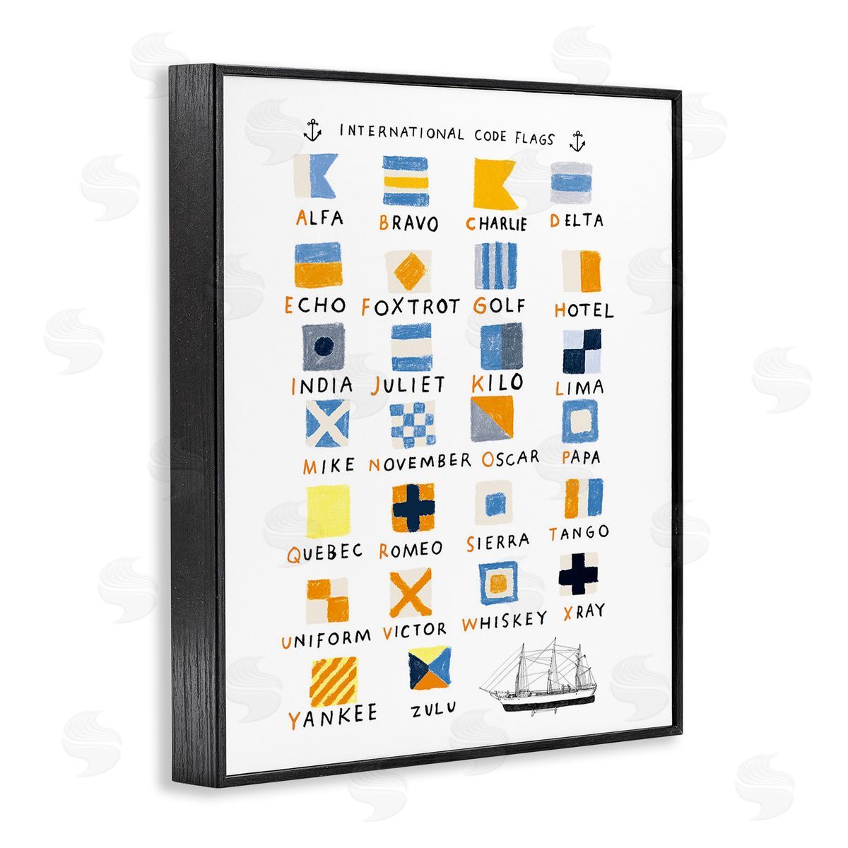 Hanna Melin Nautical Boat Flags Black Framed Giclee Wall Art Print