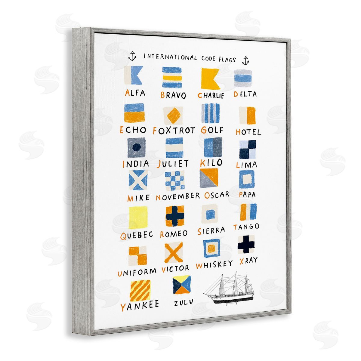 Hanna Melin Nautical Boat Flags Gray Framed Giclee Wall Art Print
