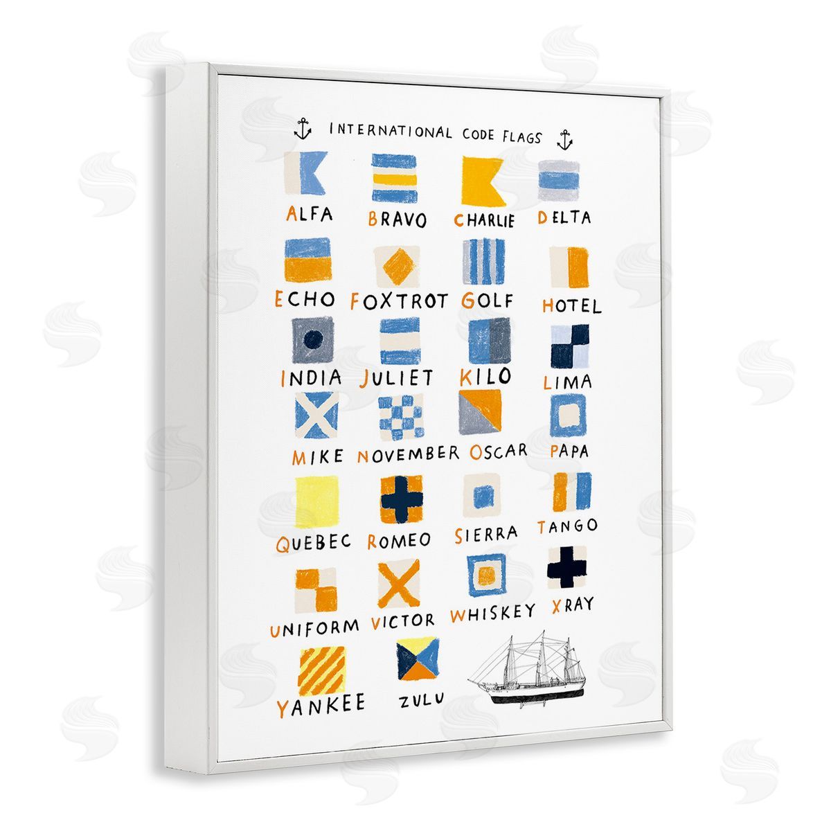 Hanna Melin Nautical Boat Flags White Framed Giclee Wall Art Print
