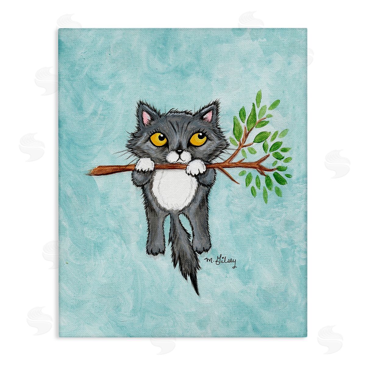 Michelle Gilsey Kitten Climbing Branch Canvas Wall Art Print