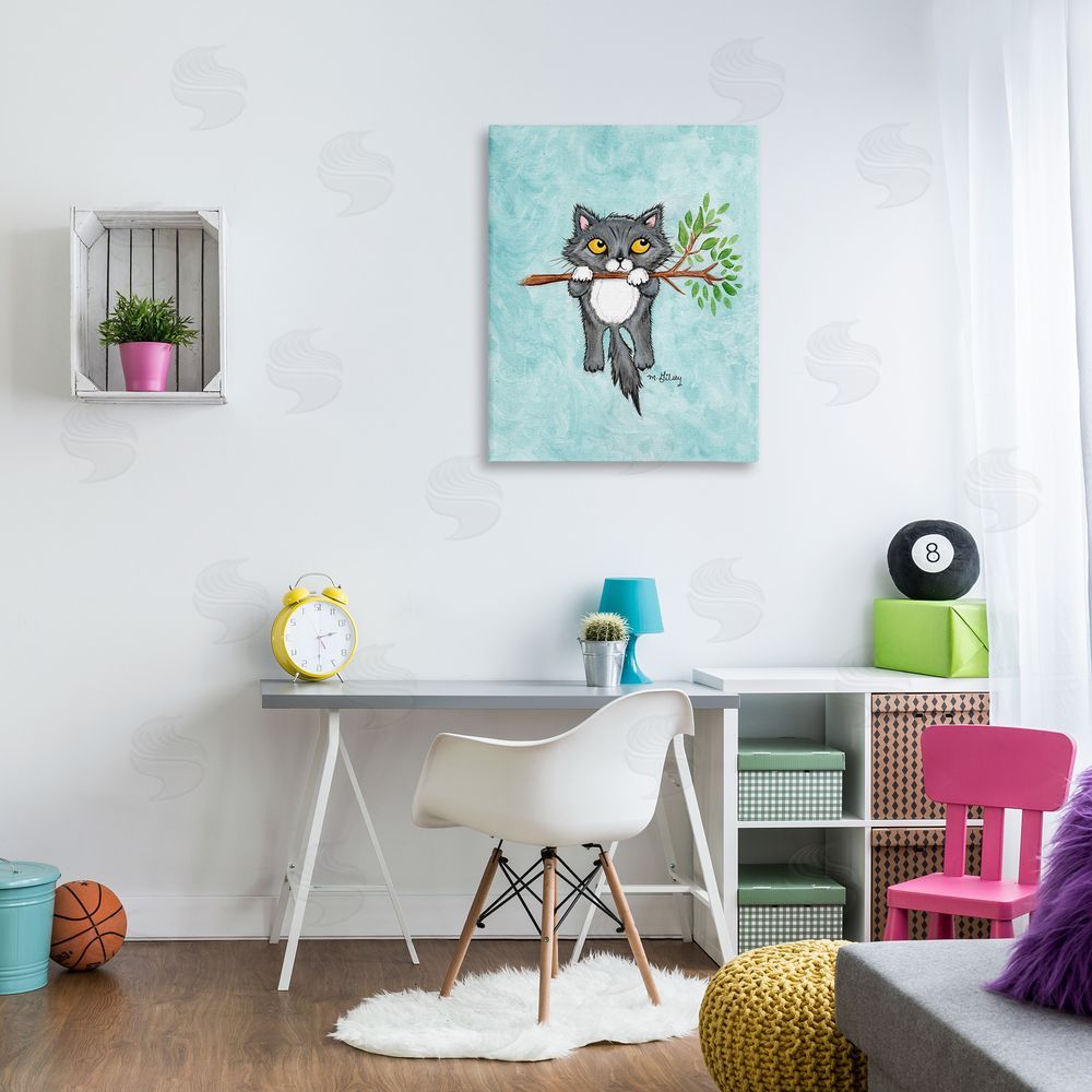 Michelle Gilsey Kitten Climbing Branch Canvas Wall Art Print in Room