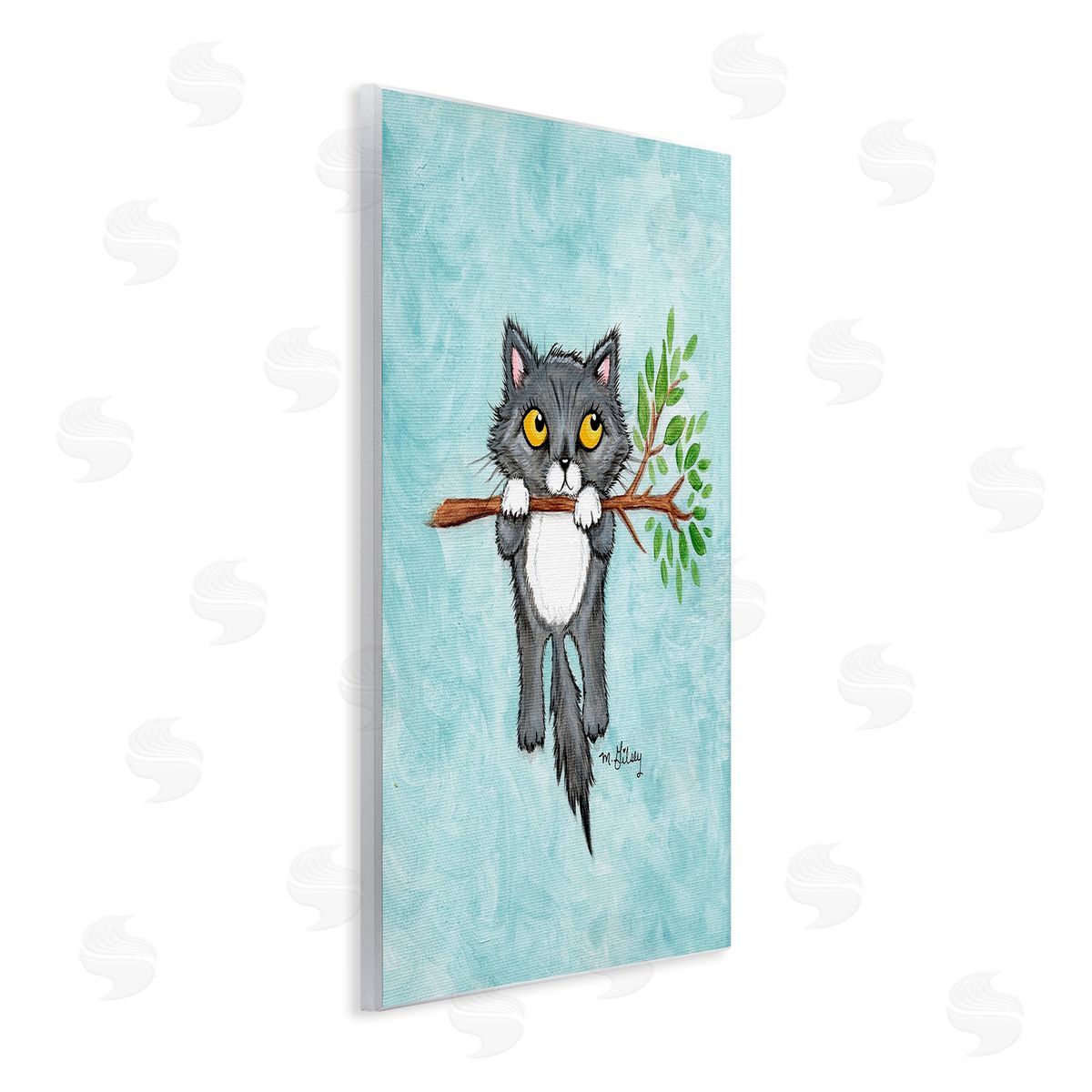 Michelle Gilsey Kitten Climbing Branch Wooden Wall Plaque Art Print