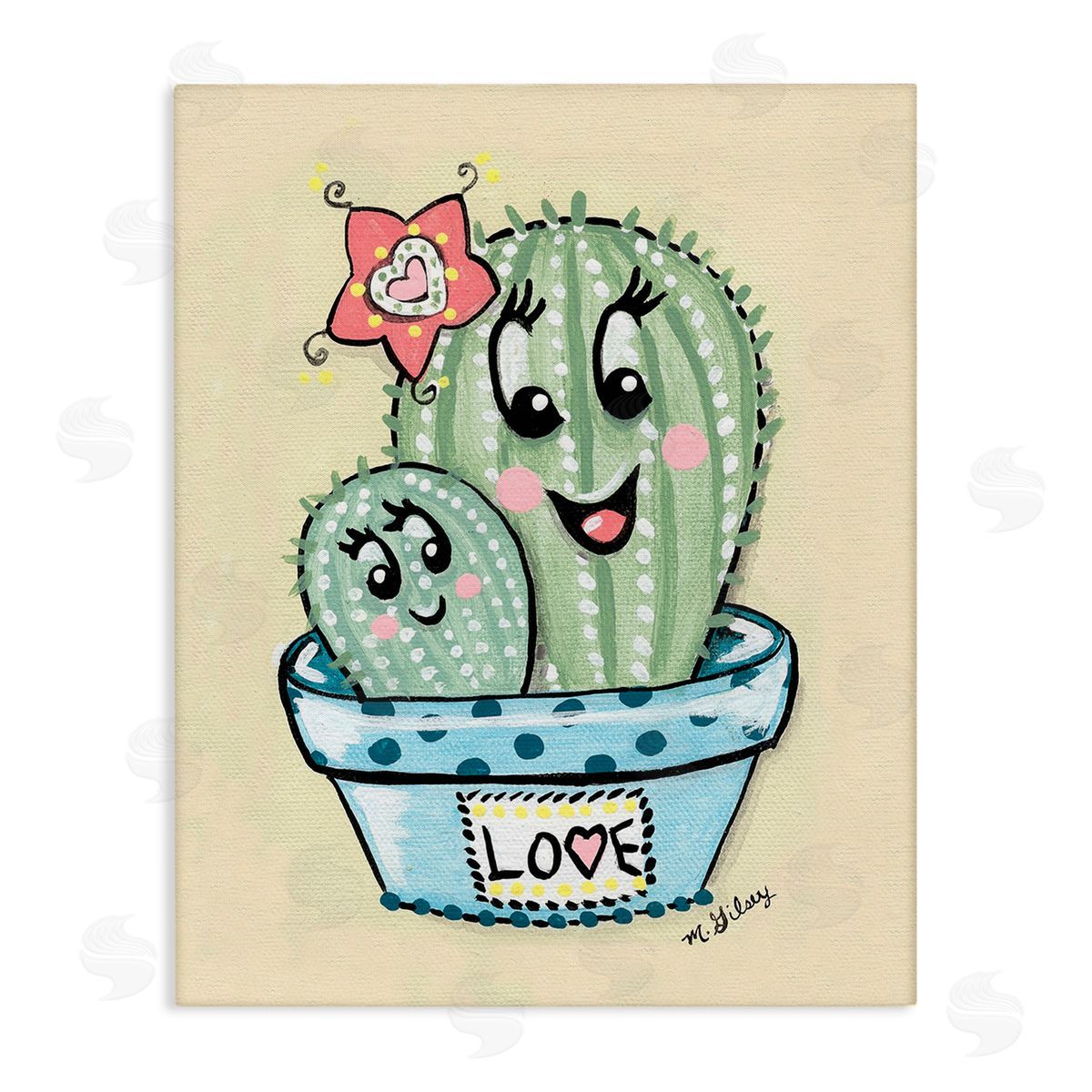 Michelle Gilsey Happy Cactus Plants Canvas Wall Art Print