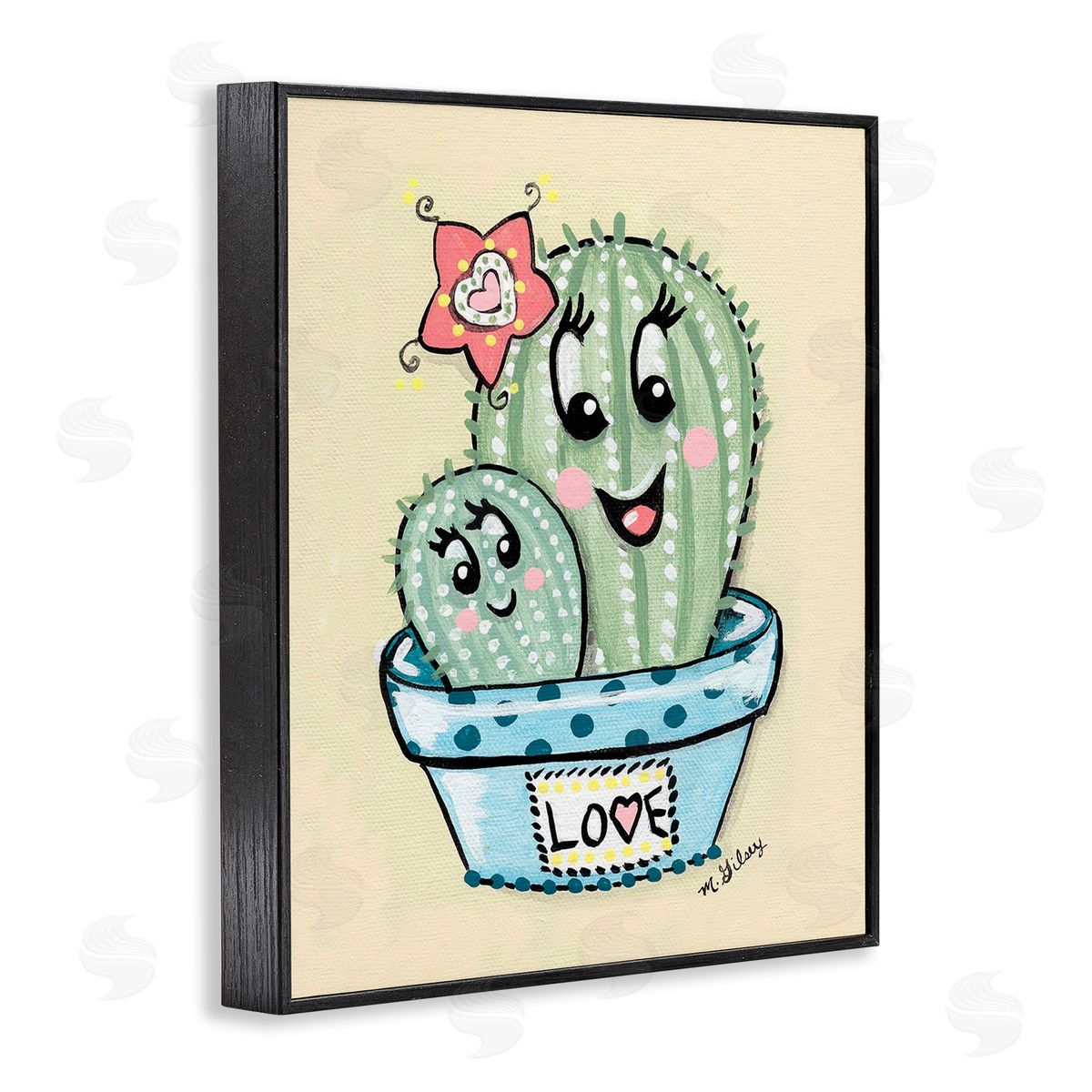 Michelle Gilsey Happy Cactus Plants Black Framed Giclee Wall Art Print
