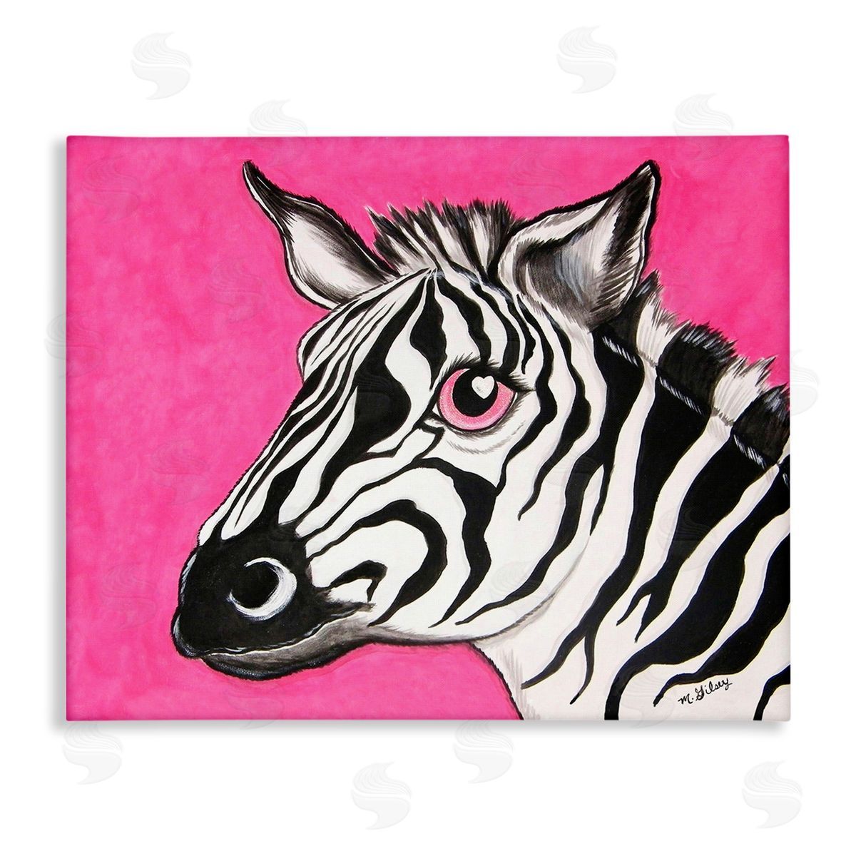 Michelle Gilsey Zebra with Heart Eyes Canvas Wall Art Print