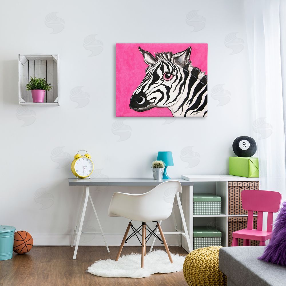 Michelle Gilsey Zebra with Heart Eyes Canvas Wall Art Print in Room