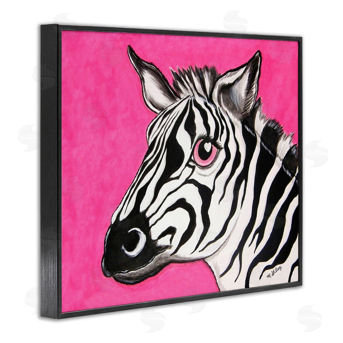Michelle Gilsey Zebra with Heart Eyes Black Framed Giclee Wall Art Print
