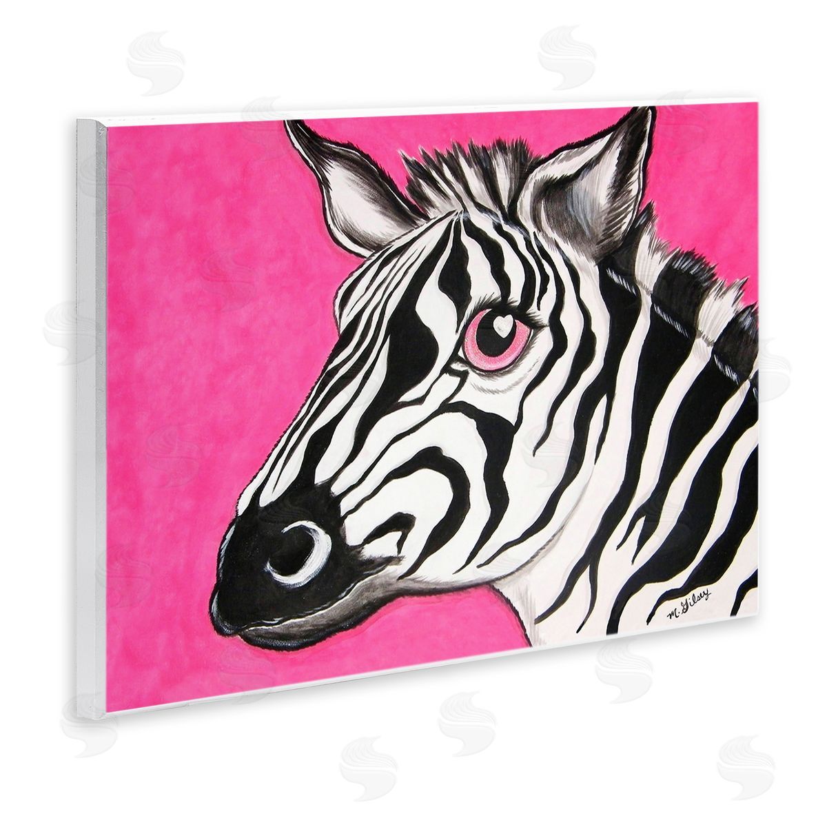 Michelle Gilsey Zebra with Heart Eyes Wooden Wall Plaque Art Print