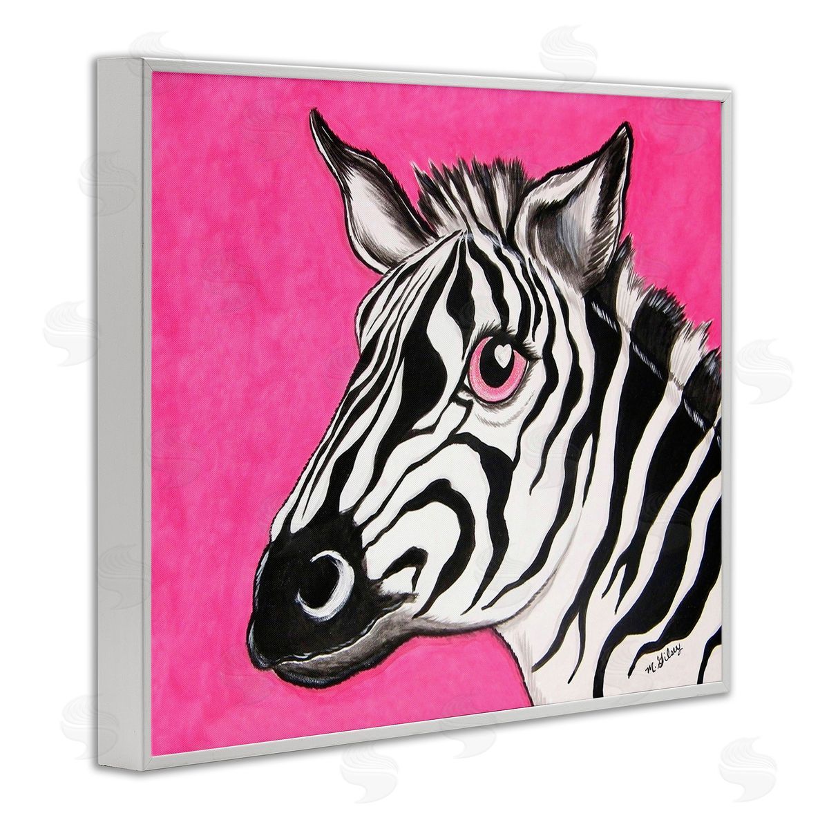 Michelle Gilsey Zebra with Heart Eyes White Framed Giclee Wall Art Print