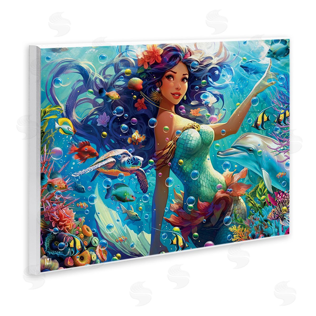 Michael David Ward Mermaid & Marine Animals Wooden Wall Plaque Art Print