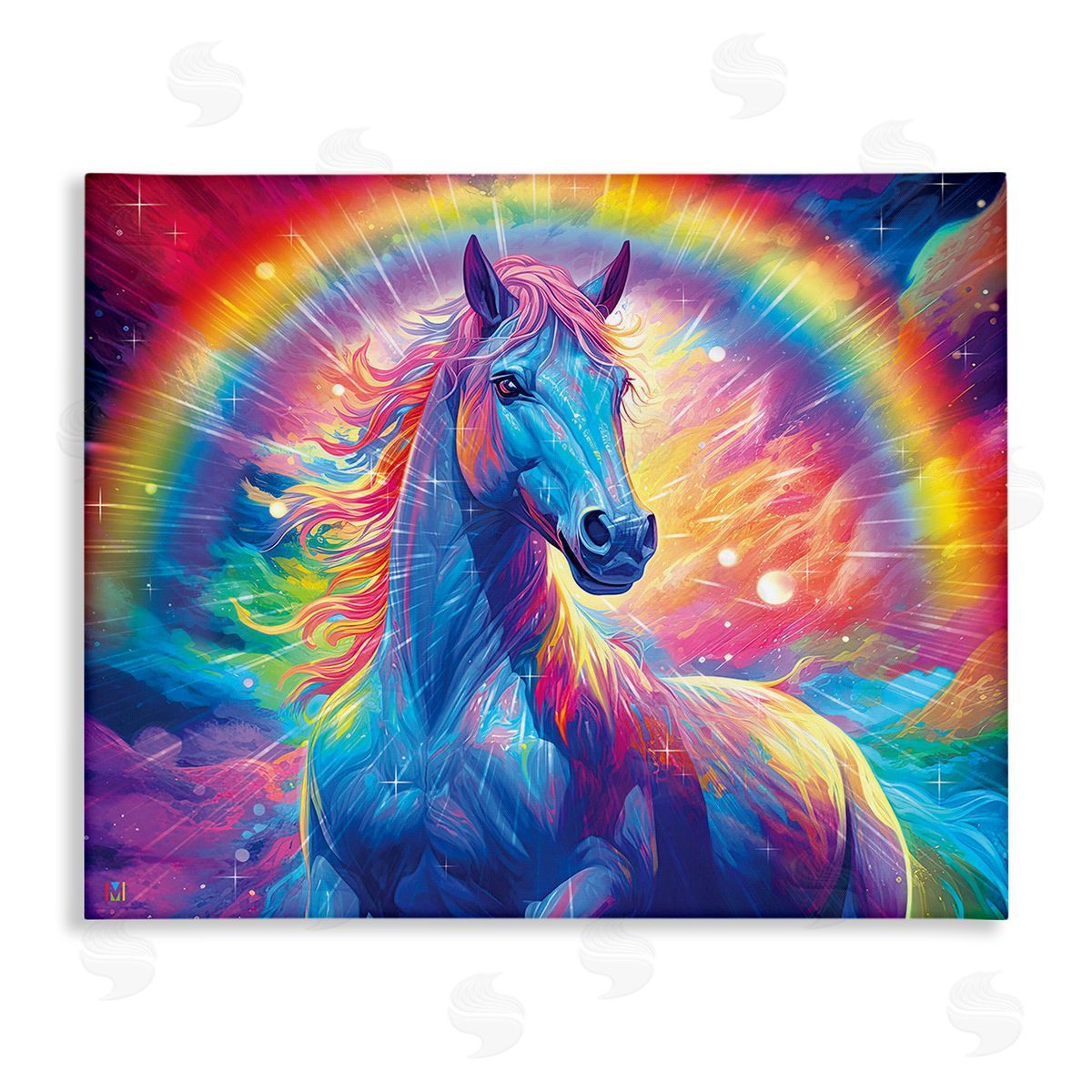 Michael David Ward Vivid Rainbow Horse Canvas Wall Art Print