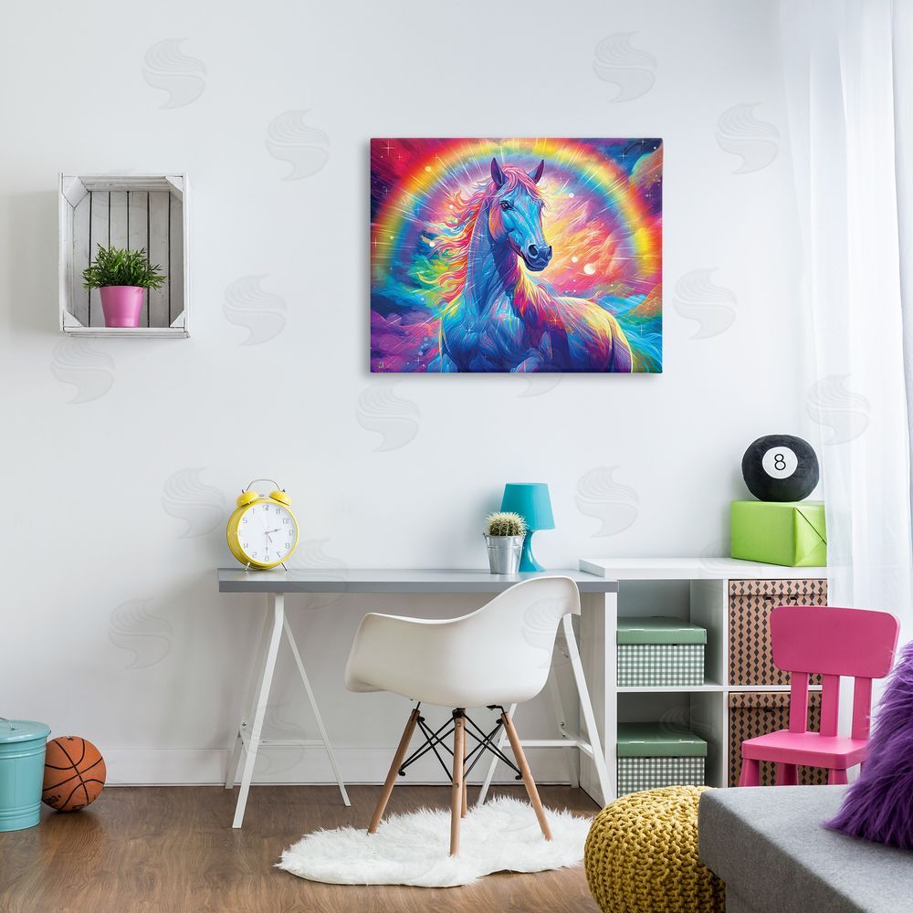 Michael David Ward Vivid Rainbow Horse Canvas Wall Art Print in Room