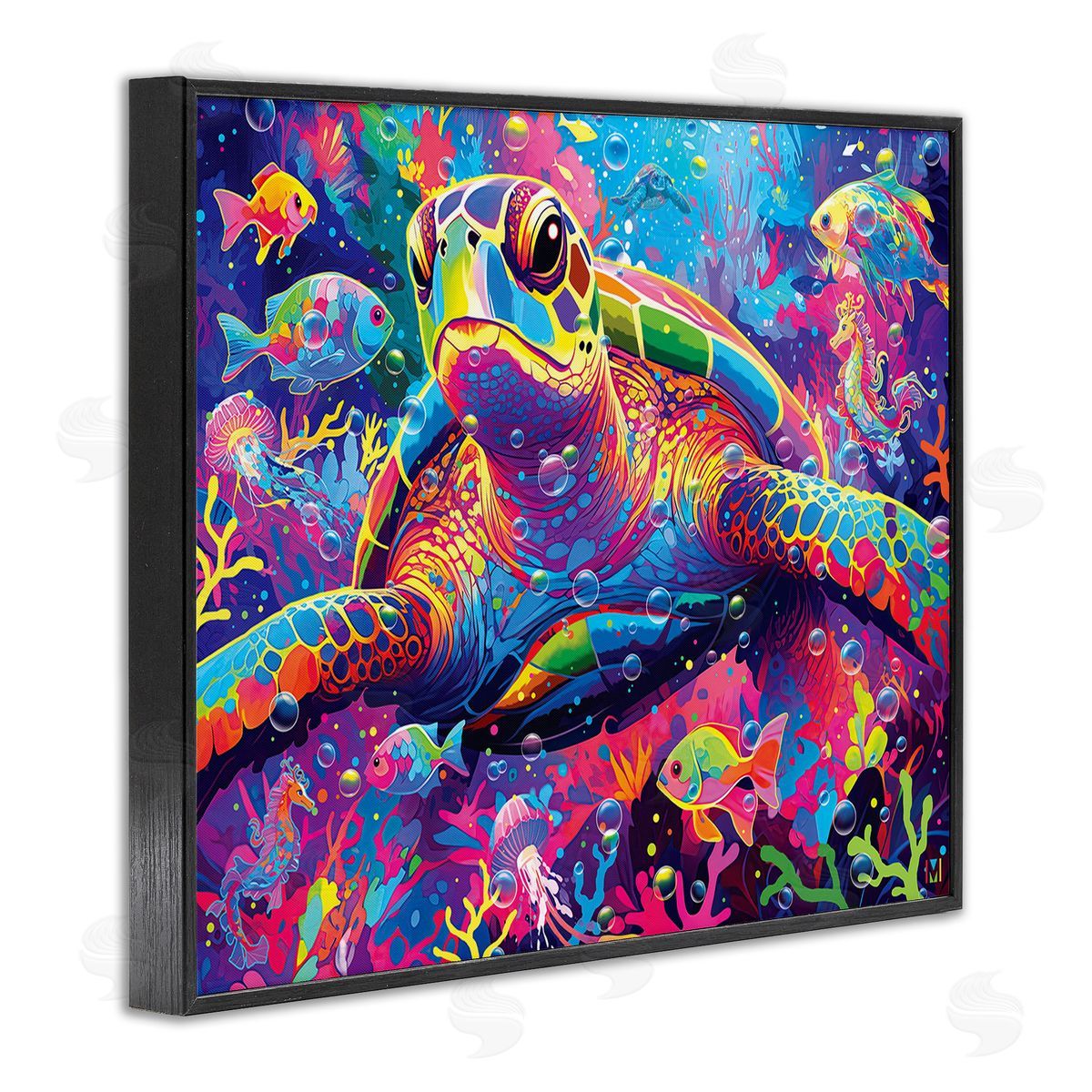 Michael David Ward Modern Underwater Animals Black Framed Giclee Wall Art Print