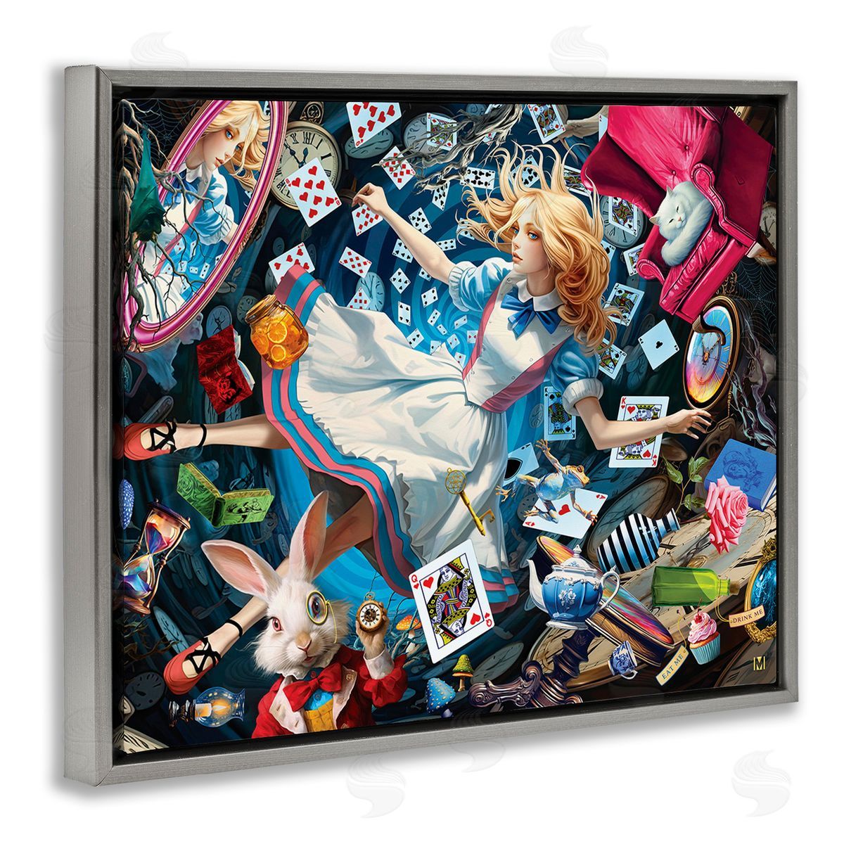 Michael David Ward Storybook Tale Collage Gray Floating Frame Canvas Wall Art Print