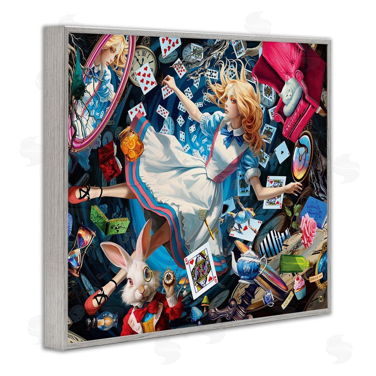 Michael David Ward Storybook Tale Collage Gray Framed Giclee Wall Art Print