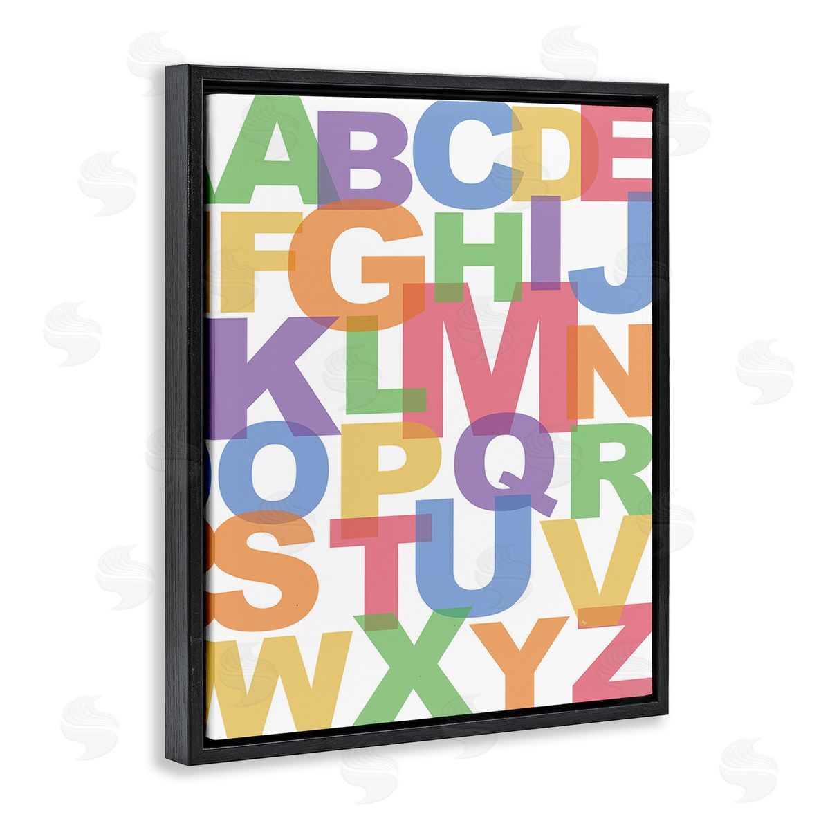 Martina Pavlova Rainbow Alphabet Typography Black Floating Frame Canvas Wall Art Print