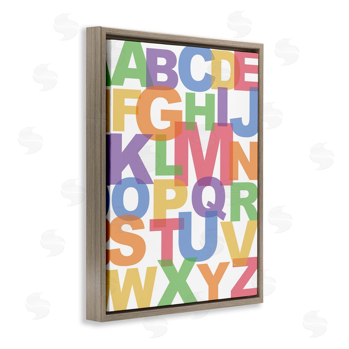 Martina Pavlova Rainbow Alphabet Typography Brown Floating Frame Canvas Wall Art Print