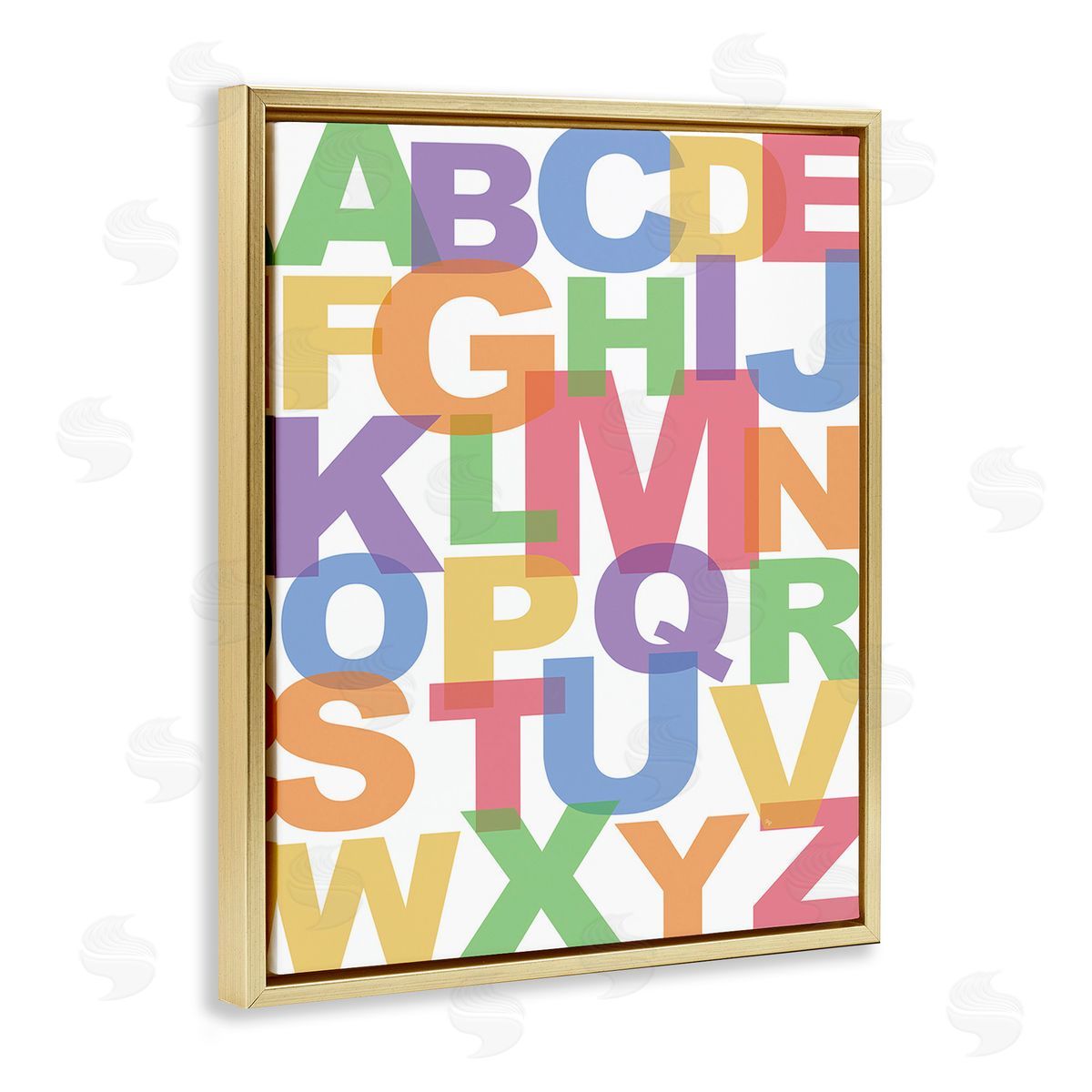 Martina Pavlova Rainbow Alphabet Typography Gold Floating Frame Canvas Wall Art Print