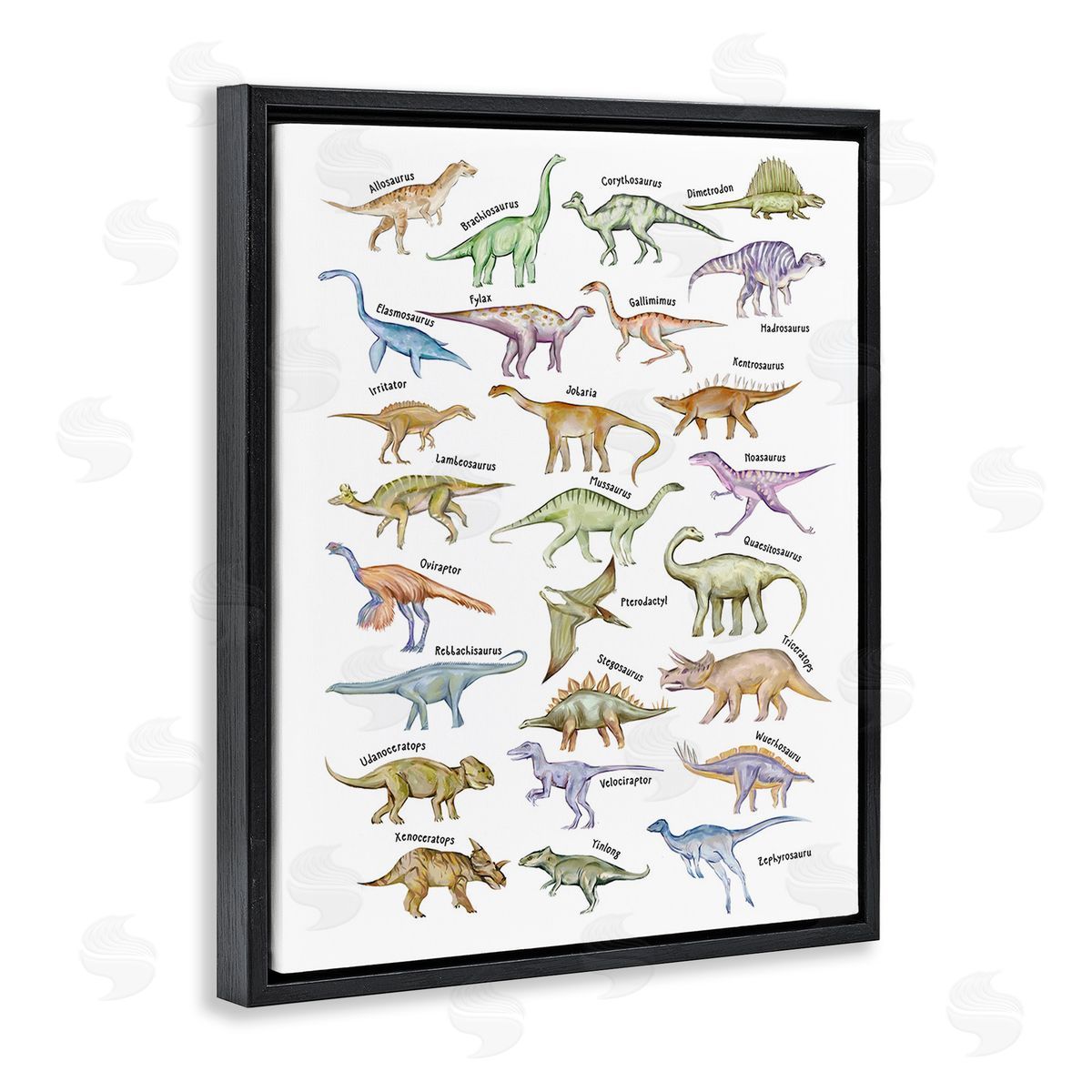 Ziwei Li Educational Ancient Dinosaurs Black Floating Frame Canvas Wall Art Print