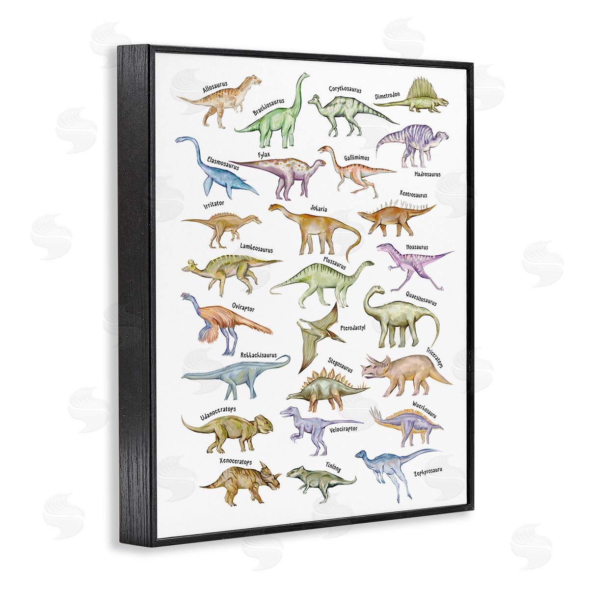 Ziwei Li Educational Ancient Dinosaurs Black Framed Giclee Wall Art Print