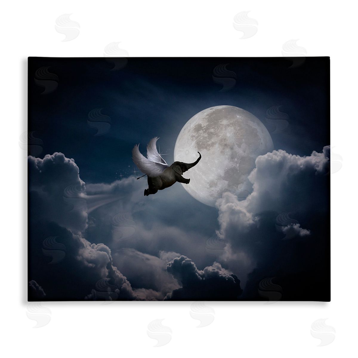 Nobleworks Flying Elephant & Moon Canvas Wall Art Print