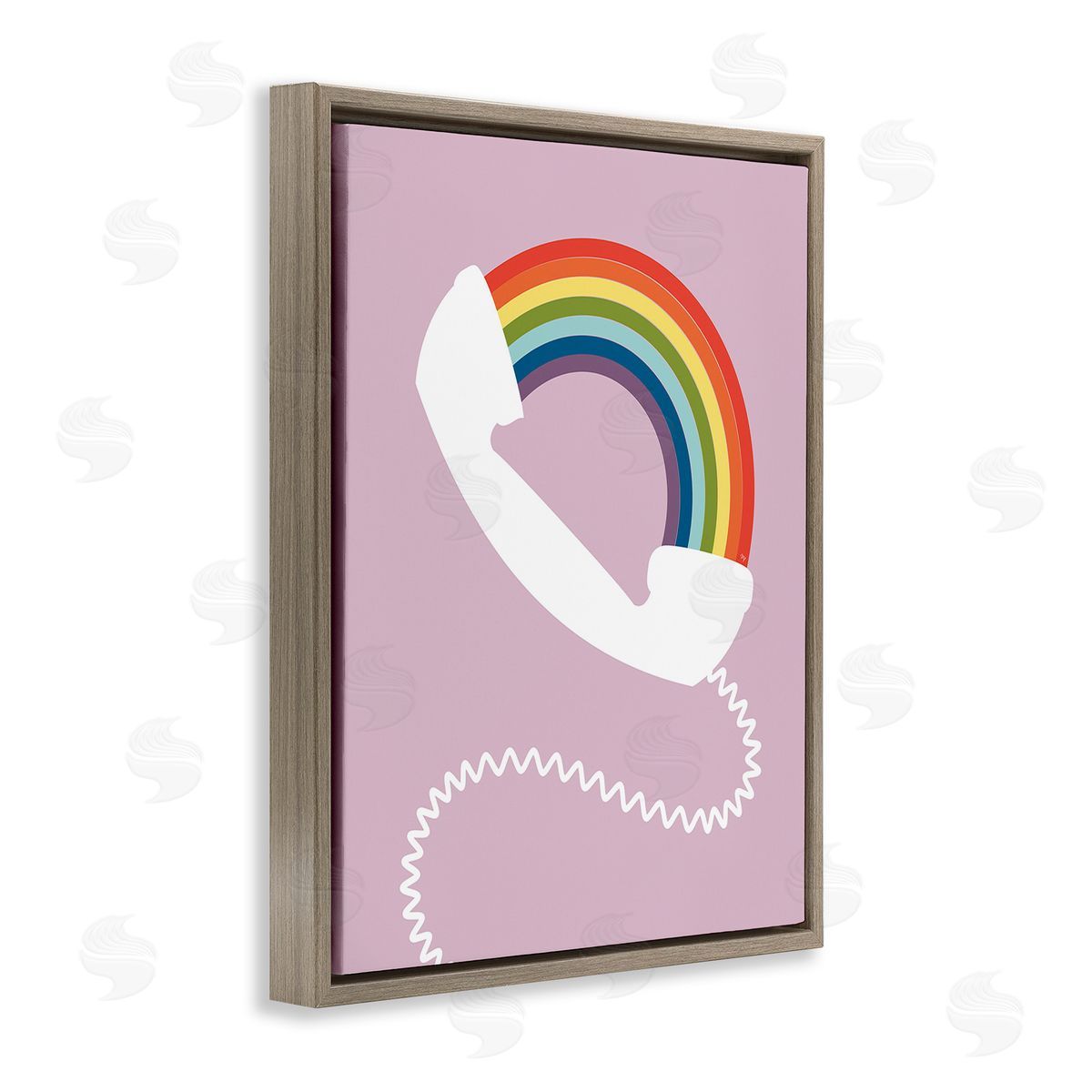Martina Pavlova Modern Rainbow Telephone Brown Floating Frame Canvas Wall Art Print